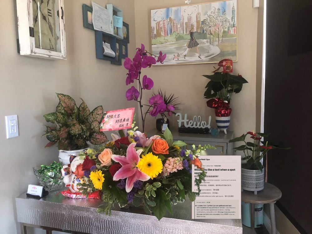 Opt-in sign displayed at the Garfield Spa front desk